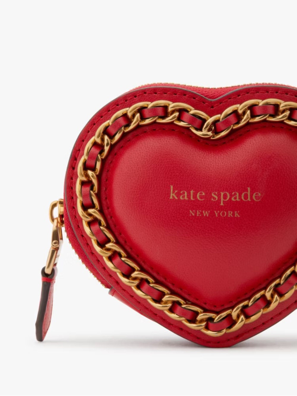 Kate Spade Amour Puffy 3D Heart Coin Purse Smooth Leather Lingonberry colorway